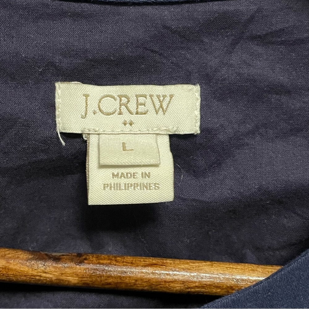 J. Crew Dark Blue Button-Up Long Sleeve Shirt Dress - Picture 8 of 11
